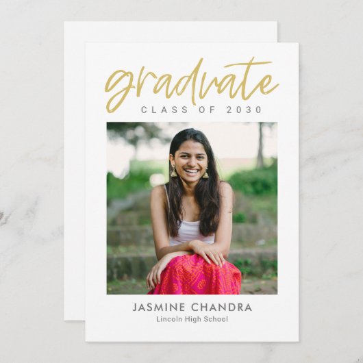 Invitation de graduation de couleur modifiable par (Devant / Derrière)