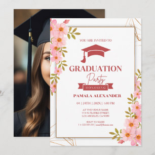 Invitation de graduation de couleur verte et rouge