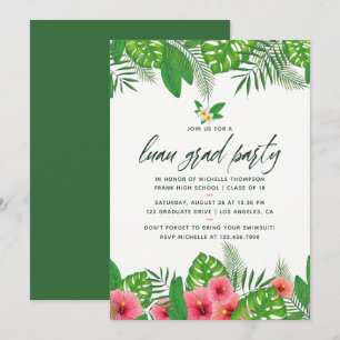 Invitation de graduation de fête de luau à l'aquar