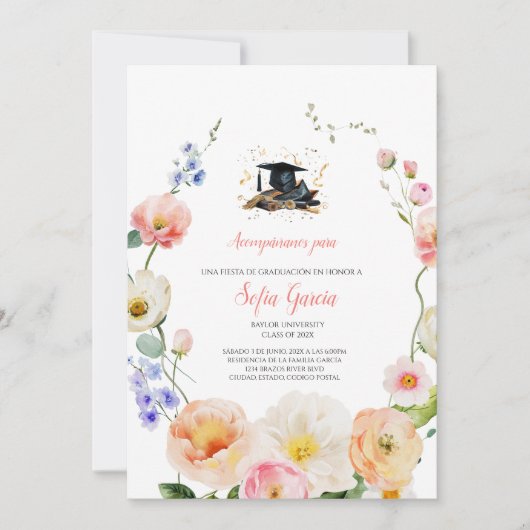 Invitation de graduation de fleur de printemps (Devant)