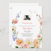 Invitation de graduation de fleur de printemps (Devant / Derrière)
