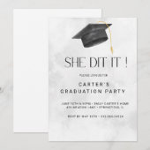 Invitation de graduation de Grunge noir et jaune (Devant / Derrière)