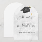 Invitation de graduation de Grunge noir et jaune (Devant / Derrière)