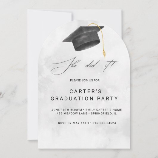 Invitation de graduation de Grunge noir et jaune (Devant)