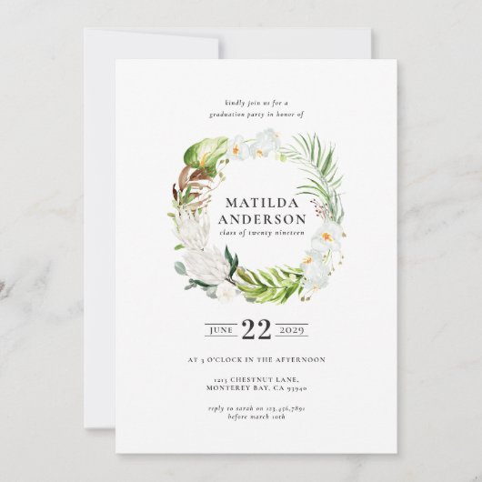 Invitation de graduation de la couronne de fleurs (Devant)