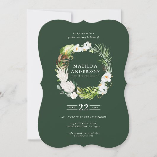Invitation de graduation de la couronne de fleurs (Devant)
