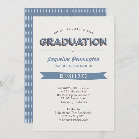 Invitation de graduation de la fête chic (Devant / Derrière)