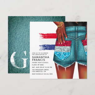 Invitation de graduation de la fille en denim des
