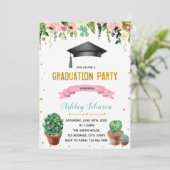 Invitation de graduation de la fleur de cactus (Debout devant)