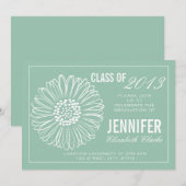 Invitation de graduation de la Fleur de Soleil Ver (Devant / Derrière)