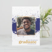 Invitation de graduation de la marina et de l'or (Debout devant)