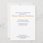 Invitation de graduation de la marina et de l'or (Dos)