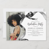 Invitation de graduation de la photo Black Bow ten (Devant)