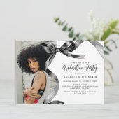 Invitation de graduation de la photo Black Bow ten (Debout devant)