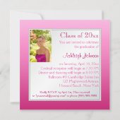 Invitation de graduation de la photo florale rose  (Dos)