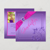 Invitation de graduation de la photo florale rose  (Devant / Derrière)