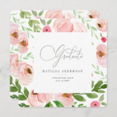 Invitation de graduation de l'aquarelle florale ro (Devant / Derrière)