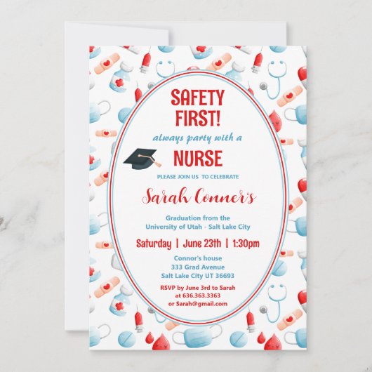 Invitation de graduation de l'infirmière Médicale  (Devant)