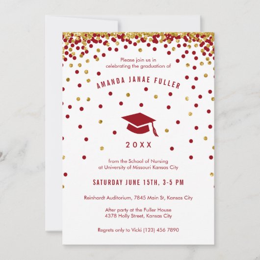 Invitation de graduation de Maroon | Parties scint (Devant)