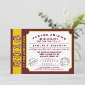 Invitation de graduation de Maroon Red & Gold Tick (Debout devant)