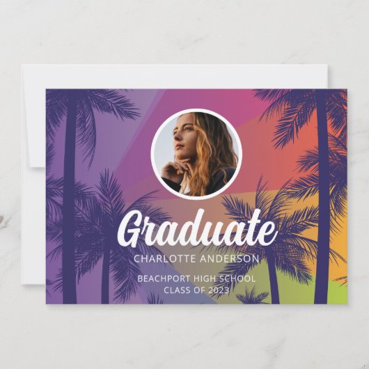 Invitation de graduation de palmier tropicale (Devant)