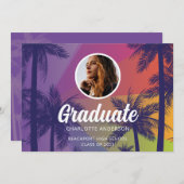 Invitation de graduation de palmier tropicale (Devant / Derrière)