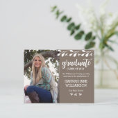 Invitation de graduation de photo florale Boho mod (Debout devant)