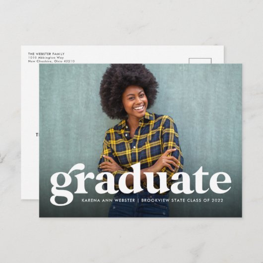 Invitation de graduation de photo horizontale rétr (Devant / Derrière)