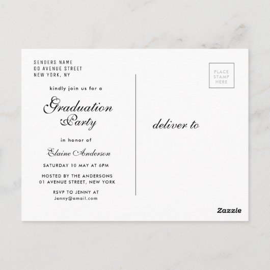 Invitation de graduation de script de brosse moder (Dos)