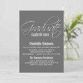 Invitation de Graduation de script Gray Elegant (Debout devant)