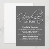 Invitation de Graduation de script Gray Elegant (Devant / Derrière)