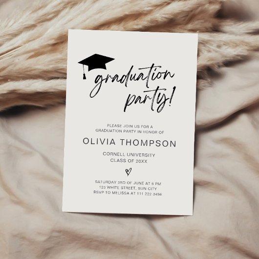 Invitation de graduation de script minimaliste