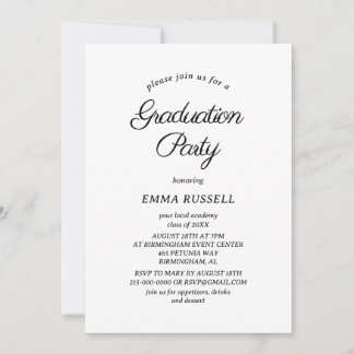 Invitation de graduation de script minimaliste noi