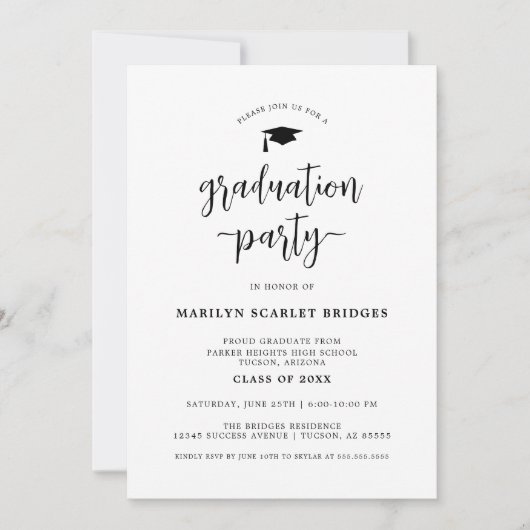 Invitation de graduation de script moderne simple (Devant)