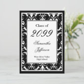Invitation de graduation de script noir et blanc (Debout devant)