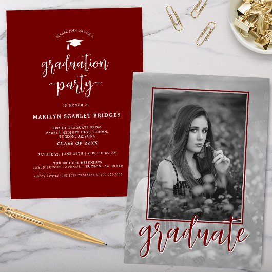 Invitation de Graduation de script photo simple ro