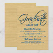 Invitation de graduation de script rustique bleu (Devant / Derrière)