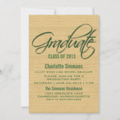 Invitation de graduation de script rustique vert (Devant)