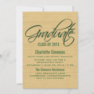 Invitation de graduation de script rustique vert