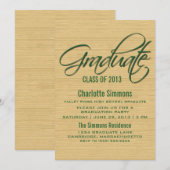 Invitation de graduation de script rustique vert (Devant / Derrière)