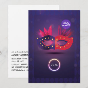 Invitation de graduation de soirée masquée Néo