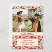 Invitation de graduation des fleurs de carnation r (Dos)