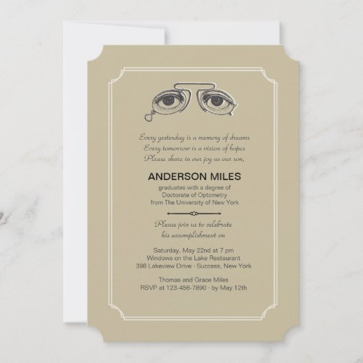 Invitation de graduation des lunettes de vue vinta (Devant)