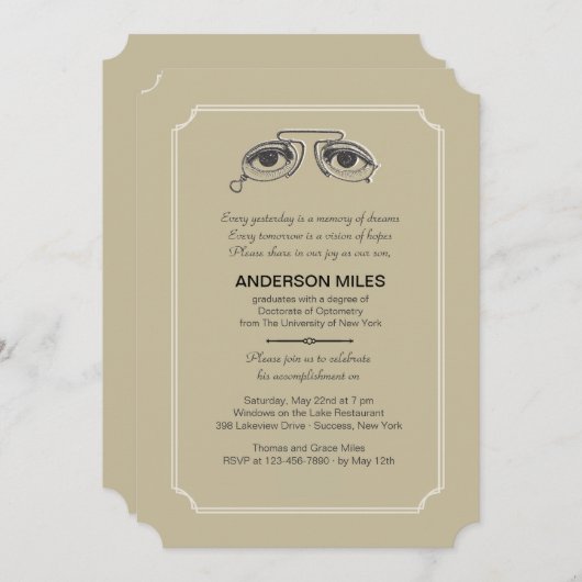 Invitation de graduation des lunettes de vue vinta (Devant / Derrière)
