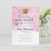 Invitation de graduation d'infirmière rose et or (Debout devant)