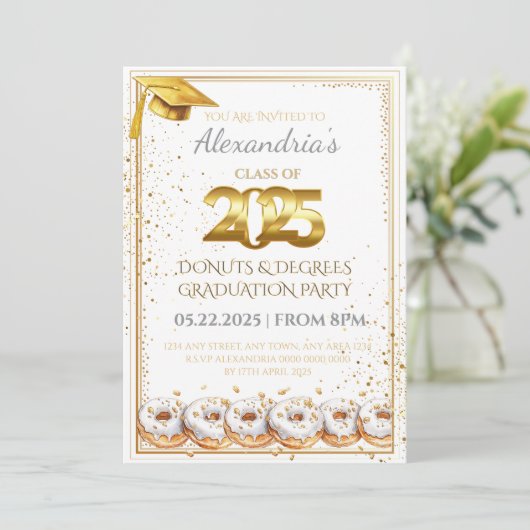 Invitation de graduation Donuts et Degrees 2025 (Debout devant)