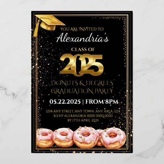 Invitation de graduation Donuts et Degrees 2025 (Recto)