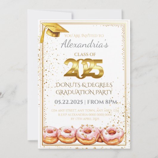 Invitation de graduation Donuts et Degrees 2025 (Devant)