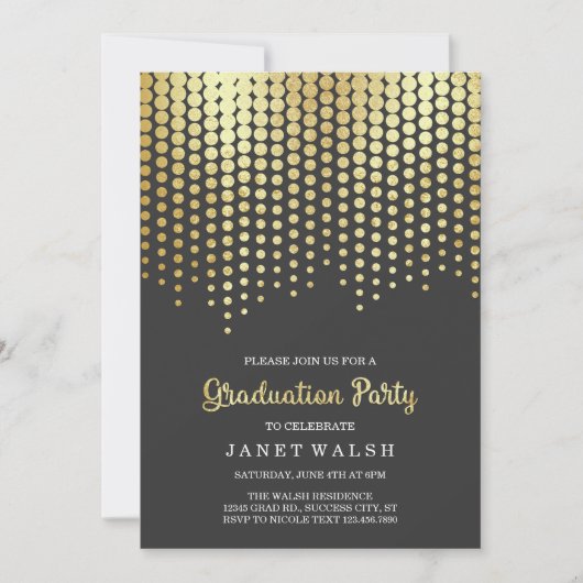 Invitation de graduation Dots d'or (Devant)