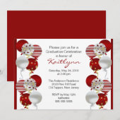 Invitation de graduation du ballon rouge de Festiv (Devant / Derrière)